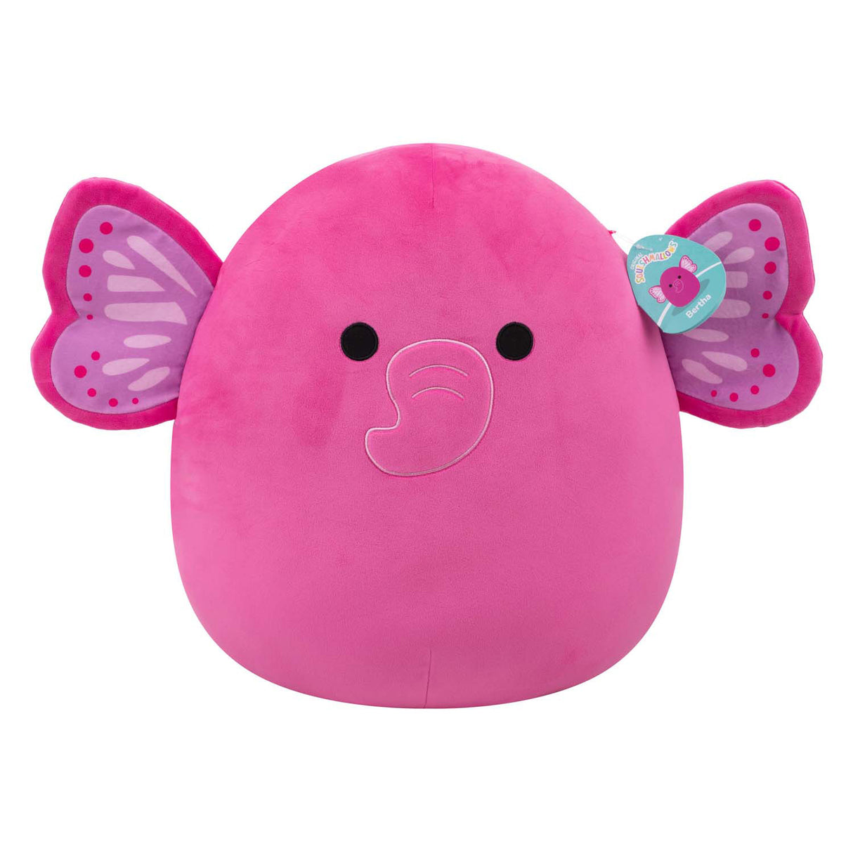 Jazwares squishmallows krammeplys - evelyn den lyserøde sommerfuglelefant - 40 cm