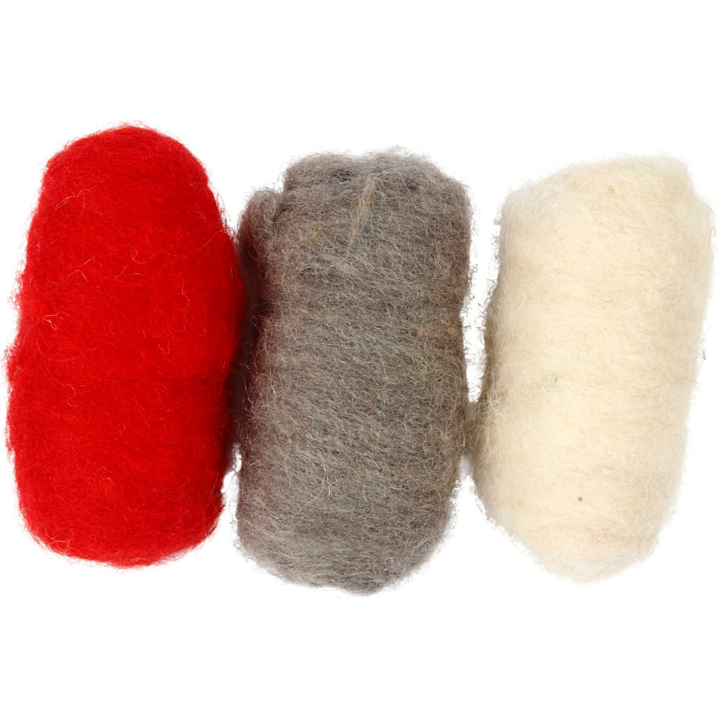 Creativ company carded wool, red white harmony, 3x10 gr 1 box