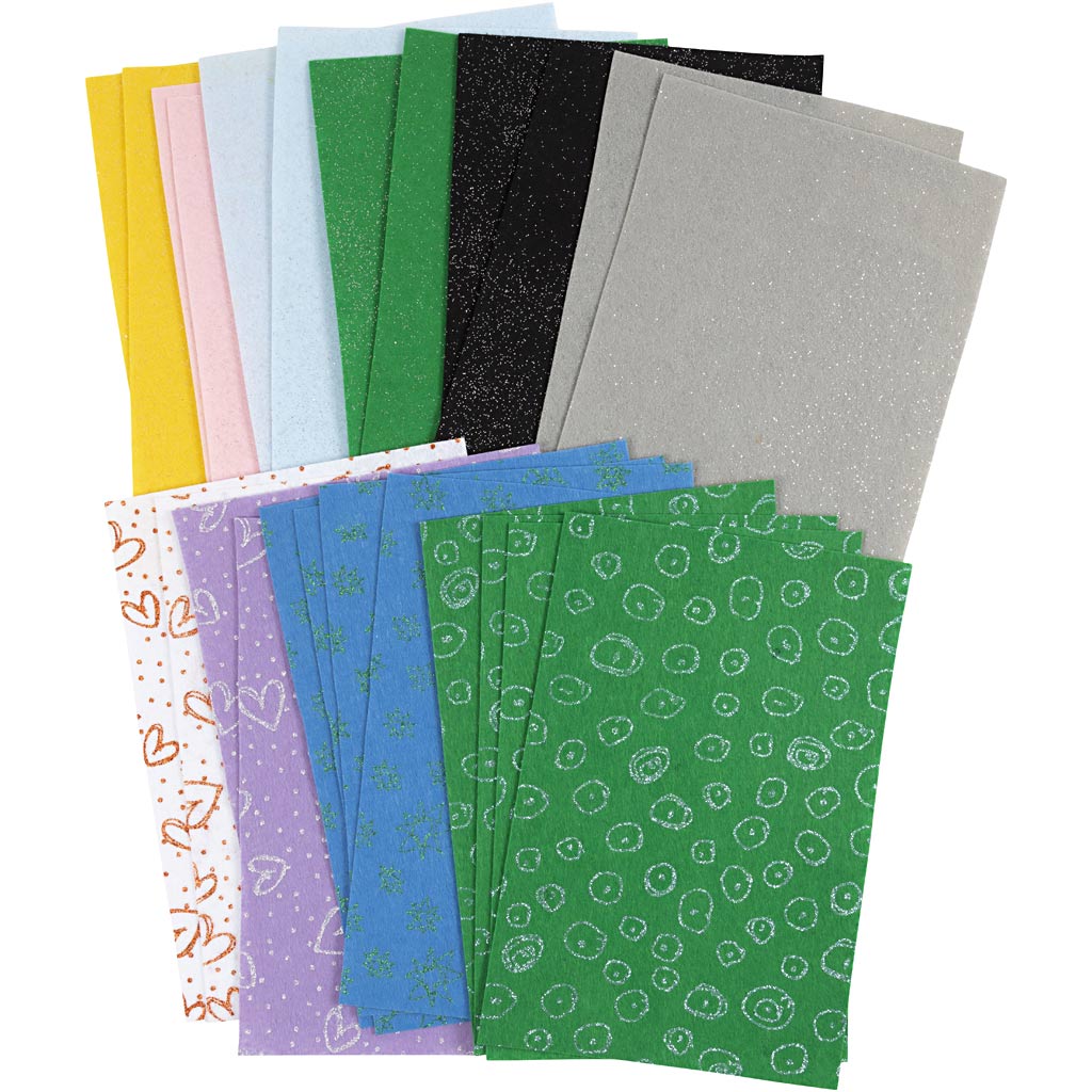 Creativ company hobby felt, sheet 21x30 cm, thickness 1.5-2 mm, contents may vary, various colours, 24 sheets 1 box