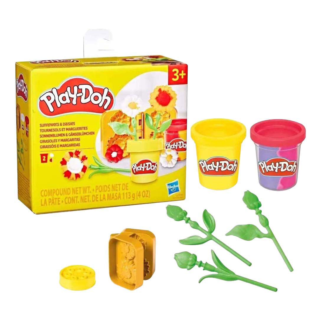 Play-doh lil flowers zonnebloemen en madeliefjes - 2 kleipotjes
