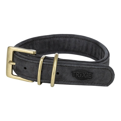 Trixie dog collar pure leather black