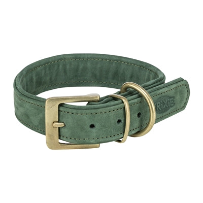 Trixie dog collar pure leather sage green