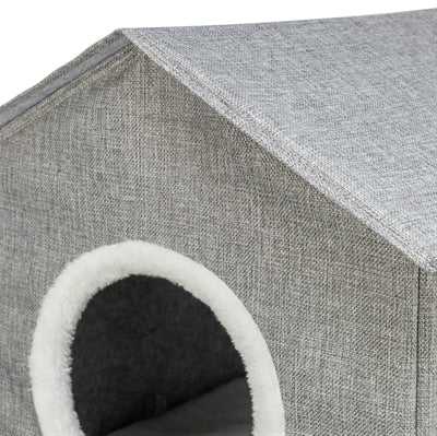 Trixie kattenmand kattenhuis nora soft 2 verdriepingen lichtgrijs