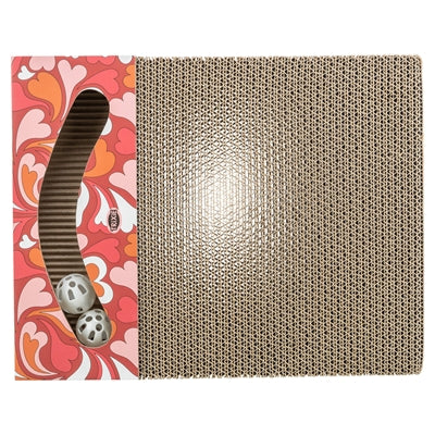 Trixie krabplank hartjes met ballen rechthoekig karton rood