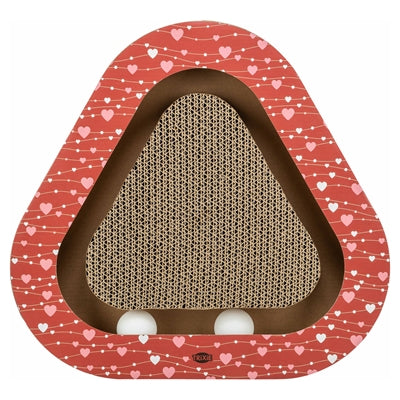 Trixie krabplank hartjes met ballen driehoekig karton rood