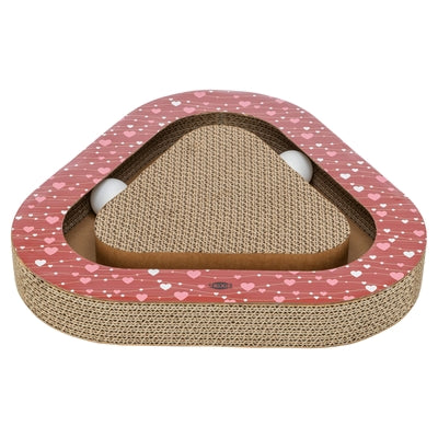 Trixie krabplank hartjes met ballen driehoekig karton rood