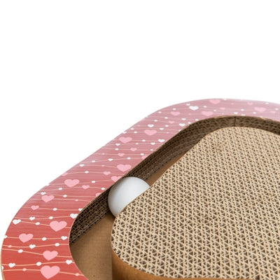 Trixie krabplank hartjes met ballen driehoekig karton rood