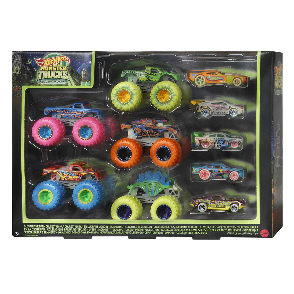 Hot Wheels Monster Trucks GITD Bundle Set, 10pcs.