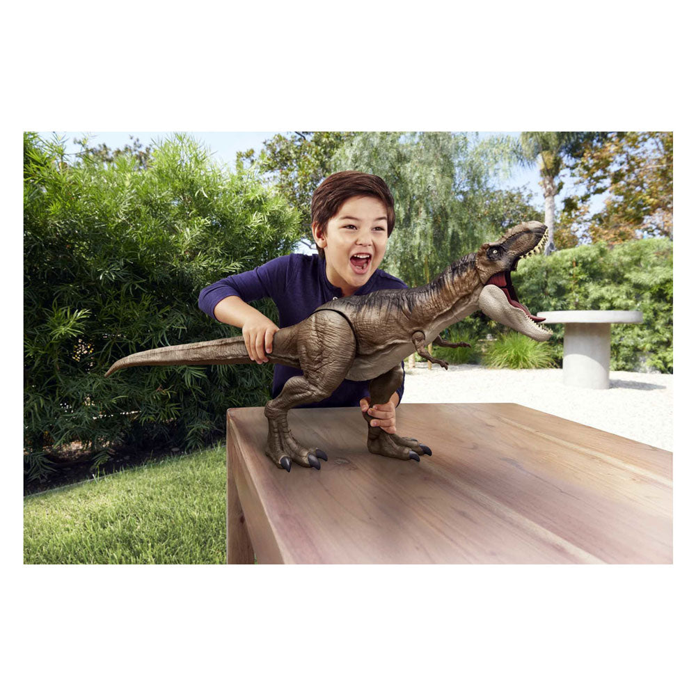 Mattel Jurassic World Dominion Super Colossal T-Rex Dinosaurus che gioca a figura
