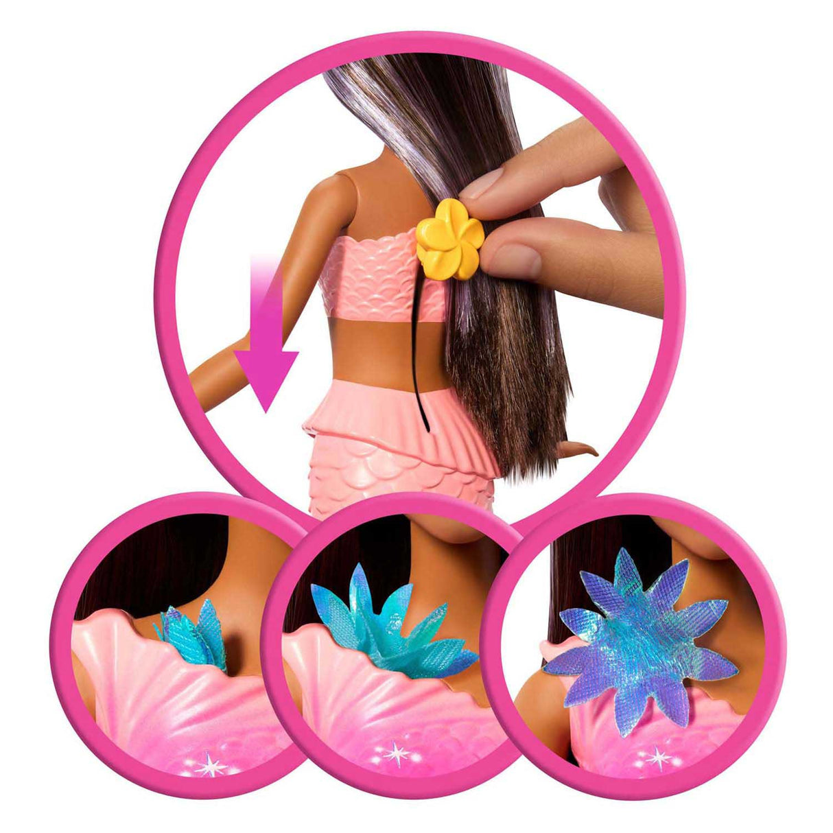Mattel barbie zeemeermin met magische bloemen roze