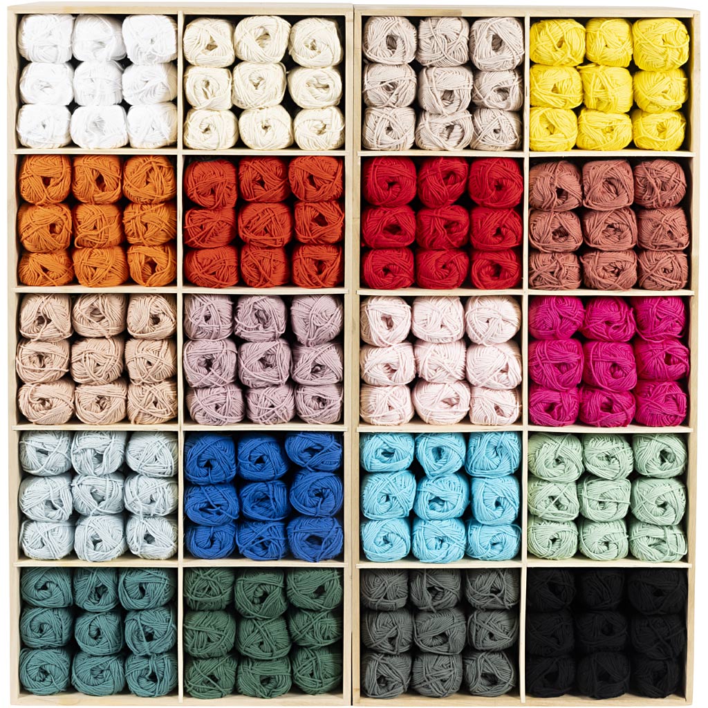 Creativ company cotton yarn, various colors, 240 balls per box