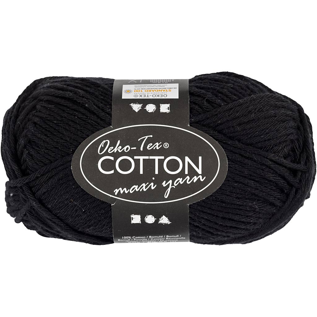 Creativ company cotton yarn, size 8 8, length 80-85 m, black, 50 g, 1 ball