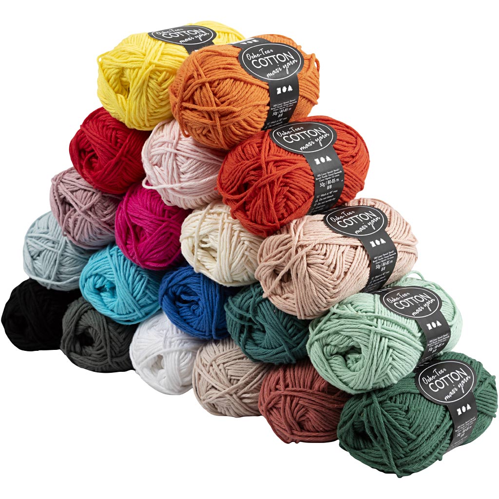 Creativ company cotton yarn, length 80-85 m, various colors, 20x50 gr, 1 box