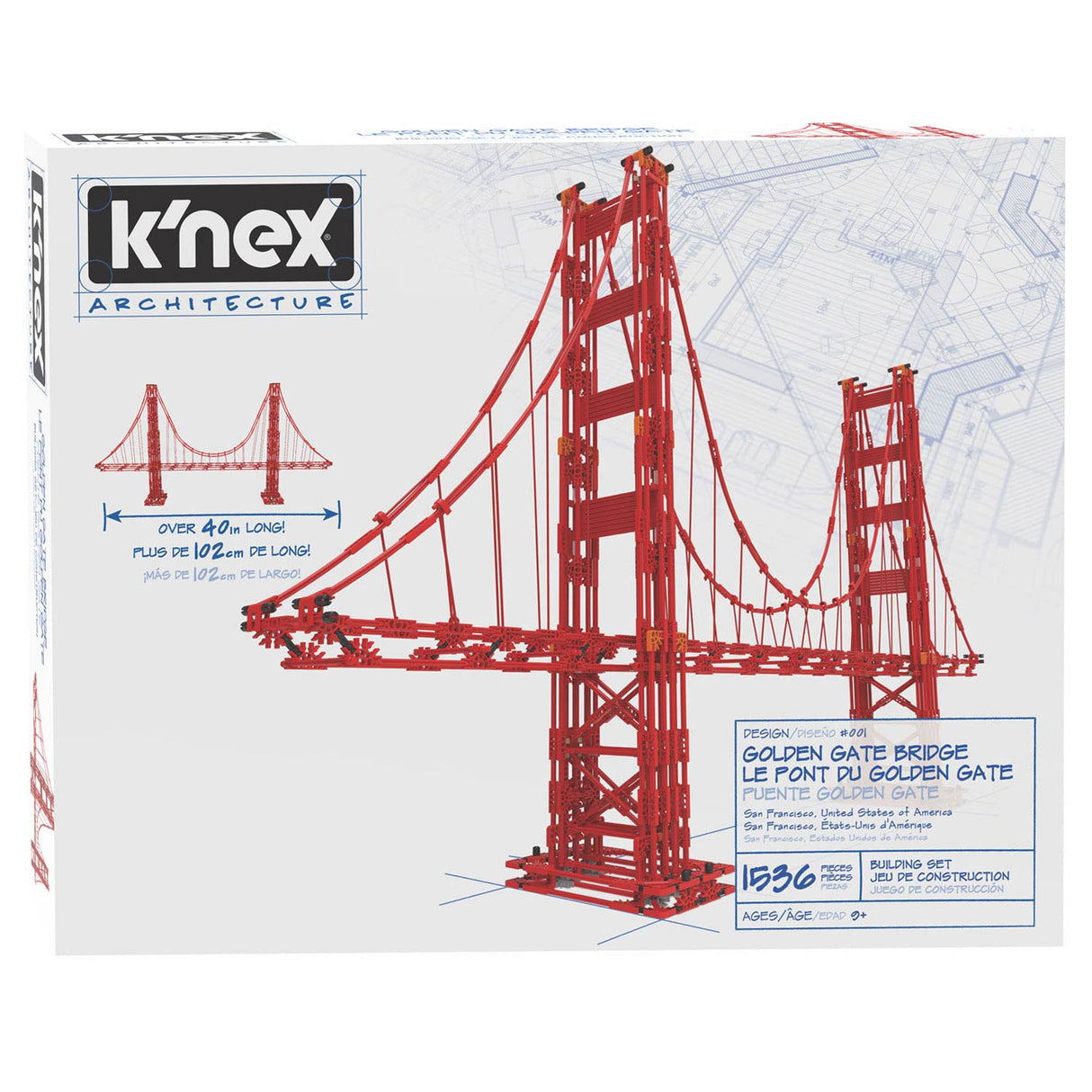 K'Nex Architecture Building Set Golden Gate Bridge, 1536dlg.