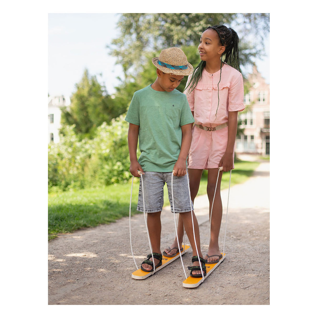 Sci da corsa in legno BS Toys per 2 persone, 90 cm