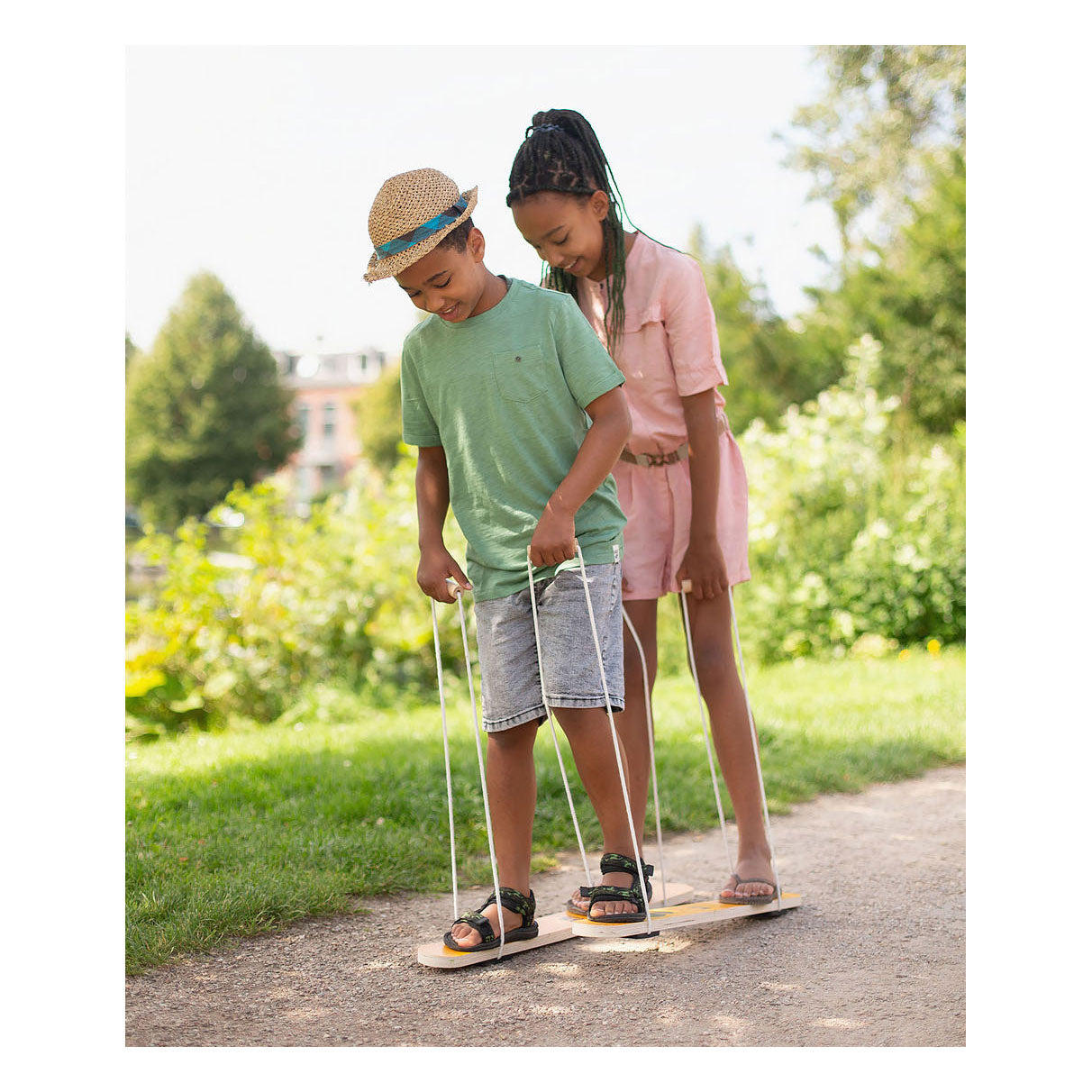 Sci da corsa in legno BS Toys per 2 persone, 90 cm