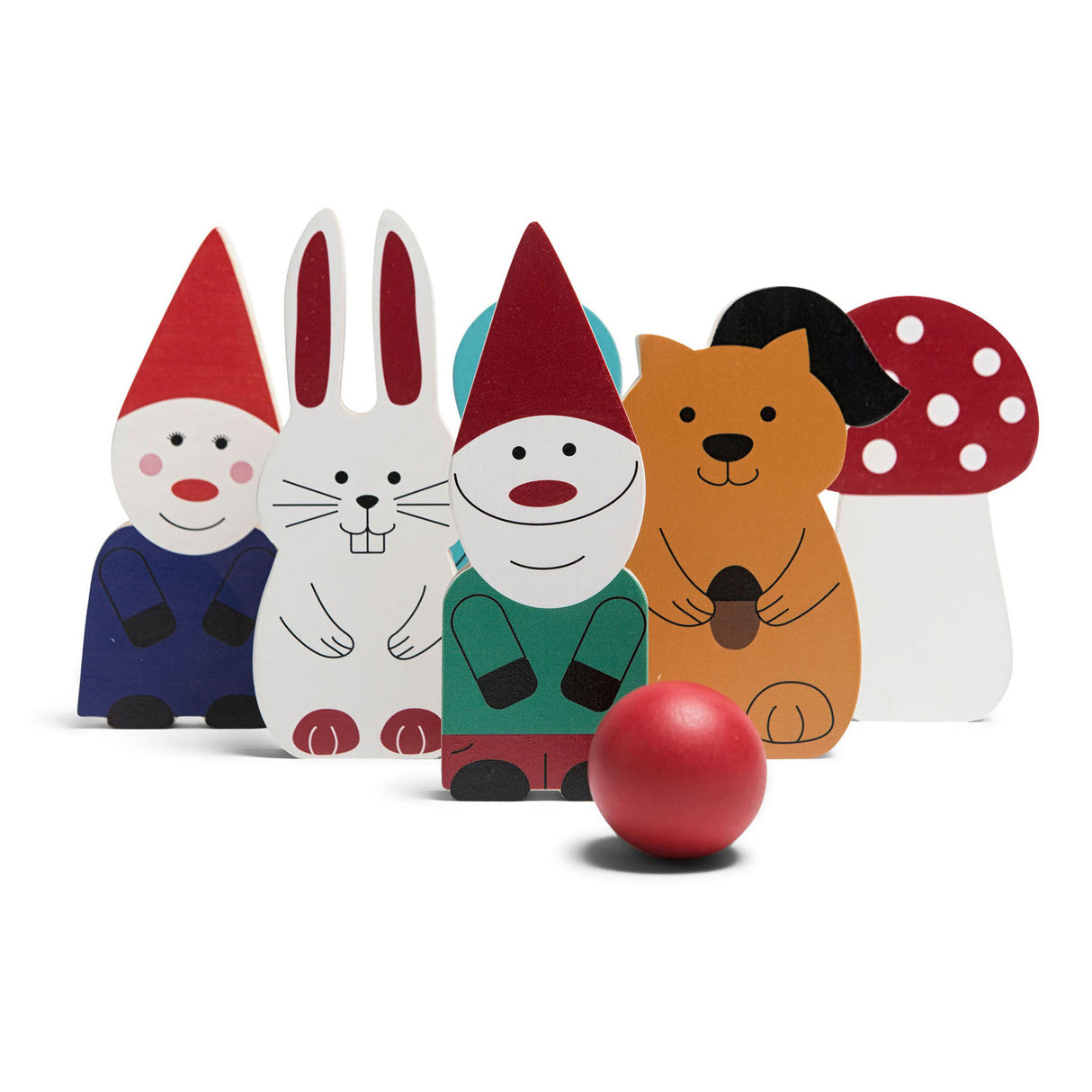 Bs toys wooden bowling game forest friends, 7 pieces.
