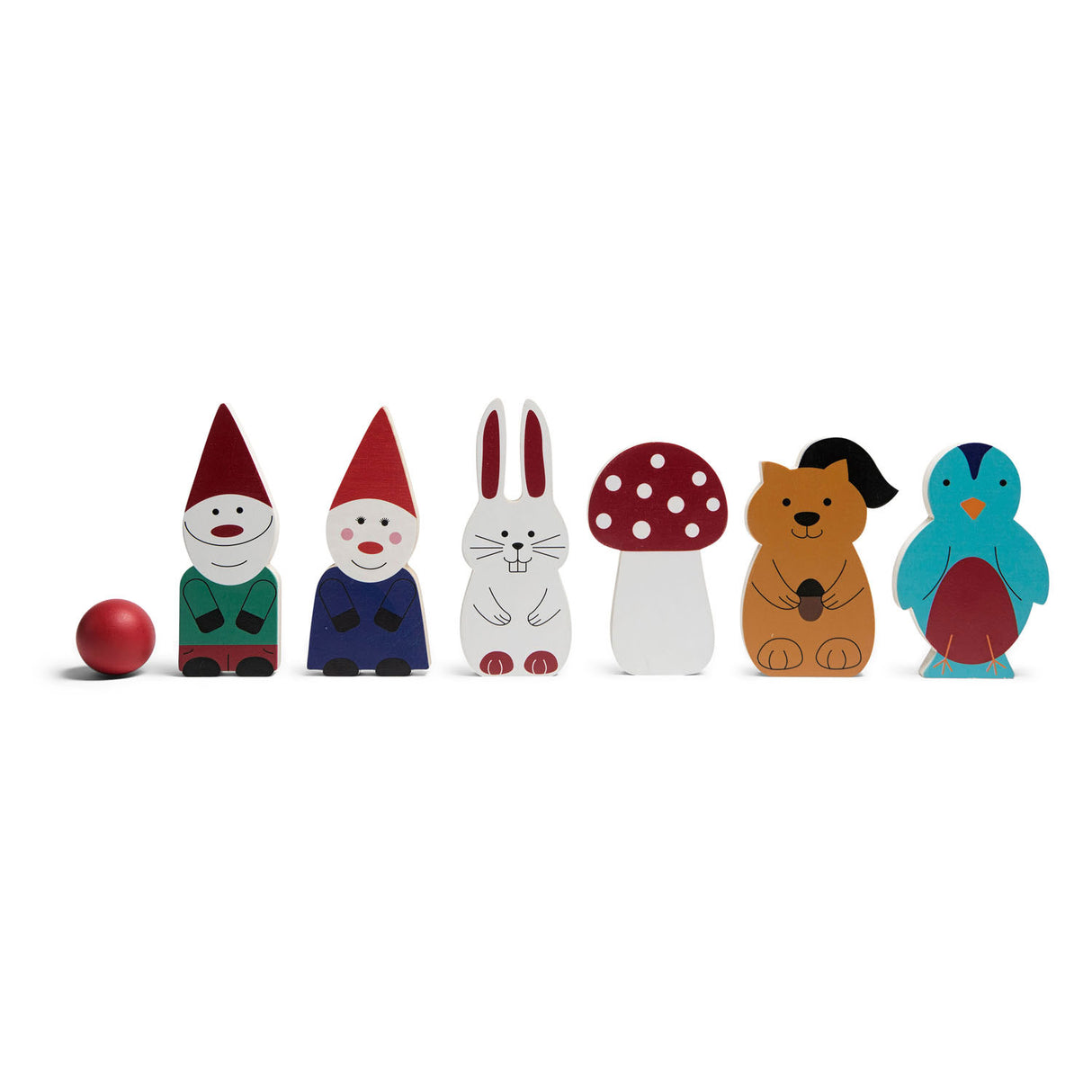 Bs toys wooden bowling game forest friends, 7 pieces.
