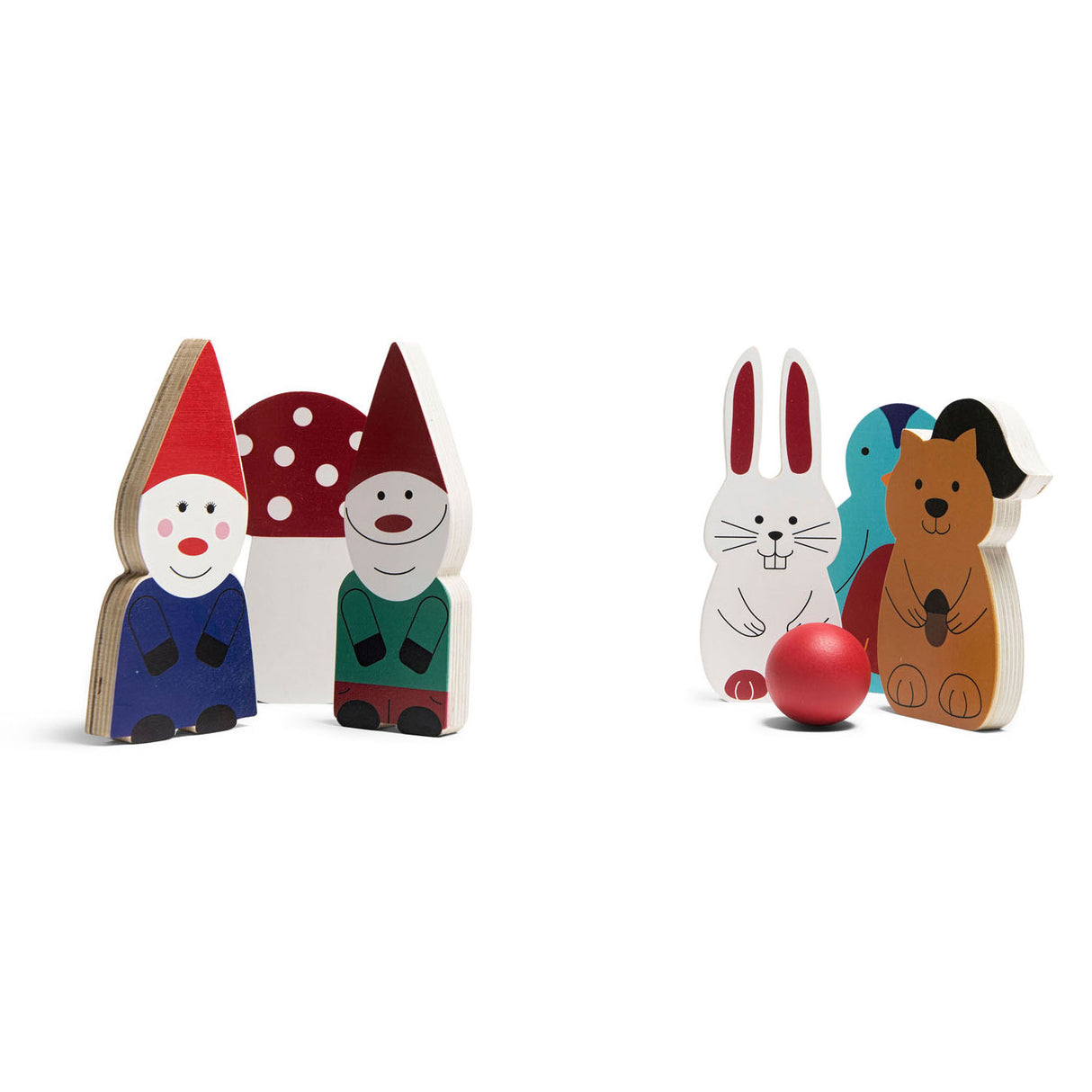 Bs toys wooden bowling game forest friends, 7 pieces.