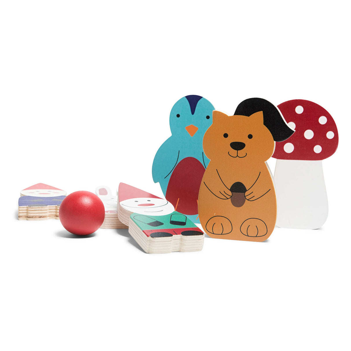 Bs toys wooden bowling game forest friends, 7 pieces.