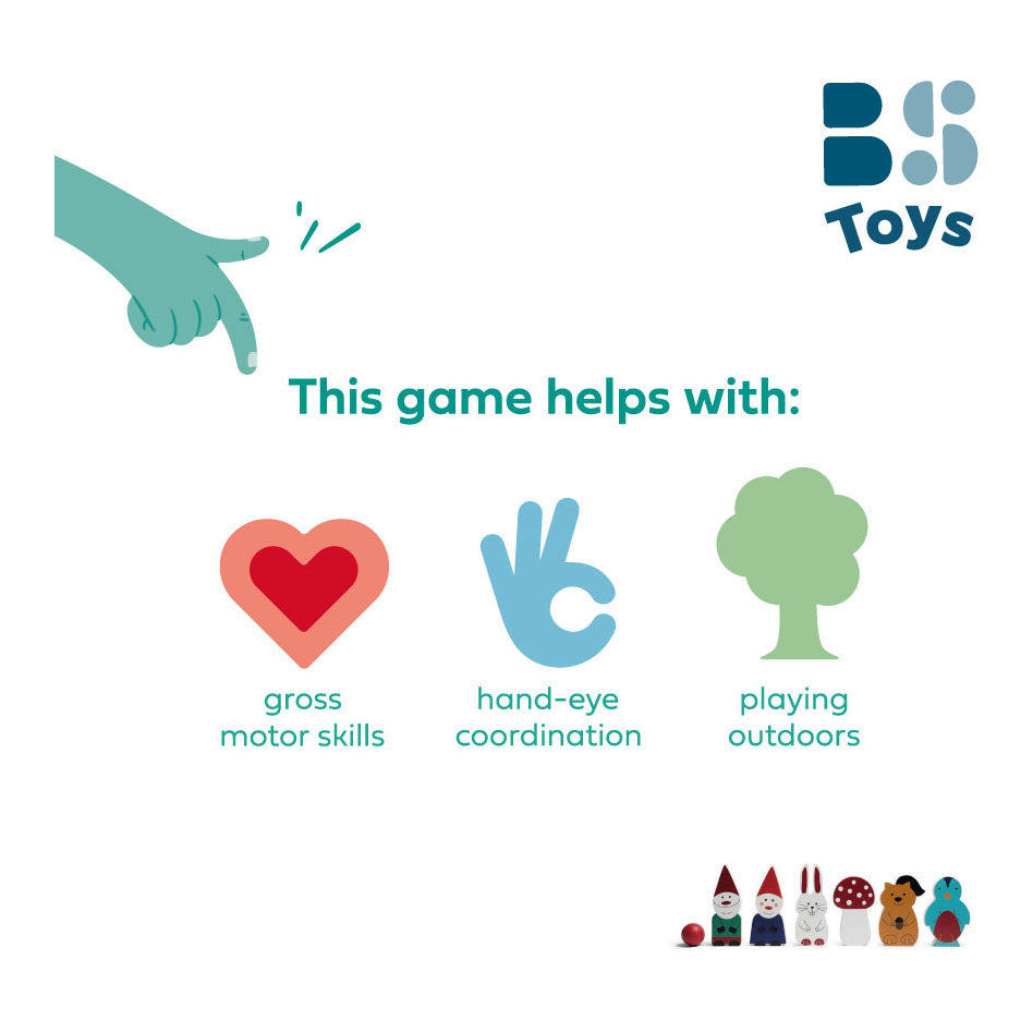 Bs toys wooden bowling game forest friends, 7 pieces.