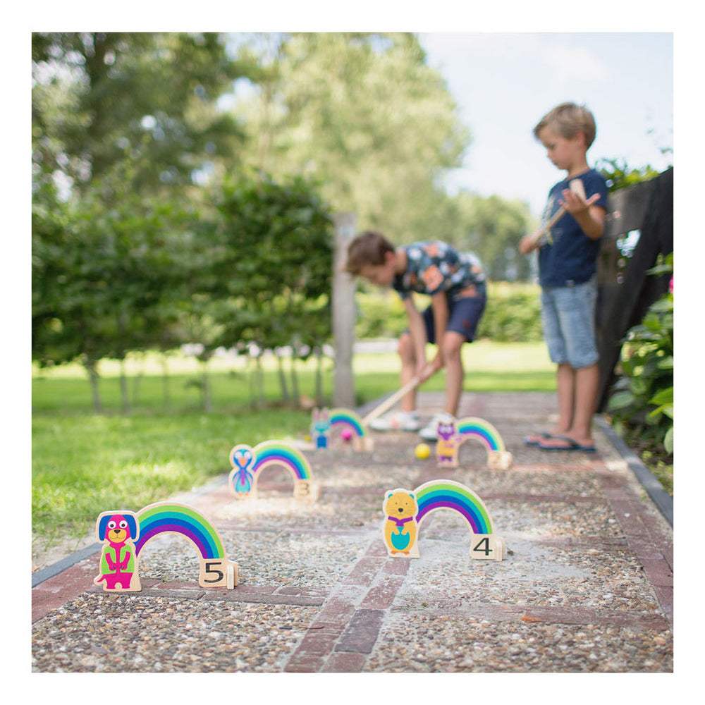 Bs toys wooden croquet game rainbow