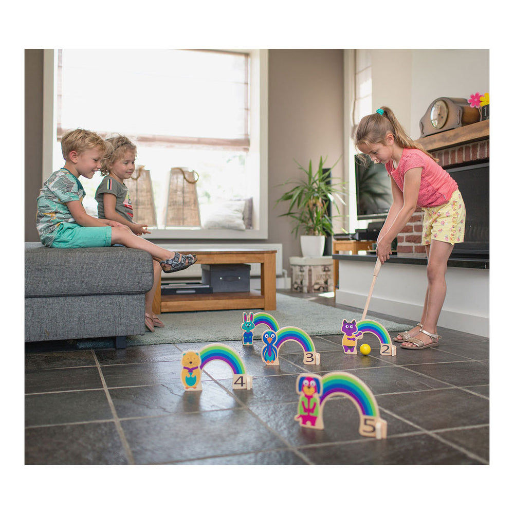 Bs toys wooden croquet game rainbow