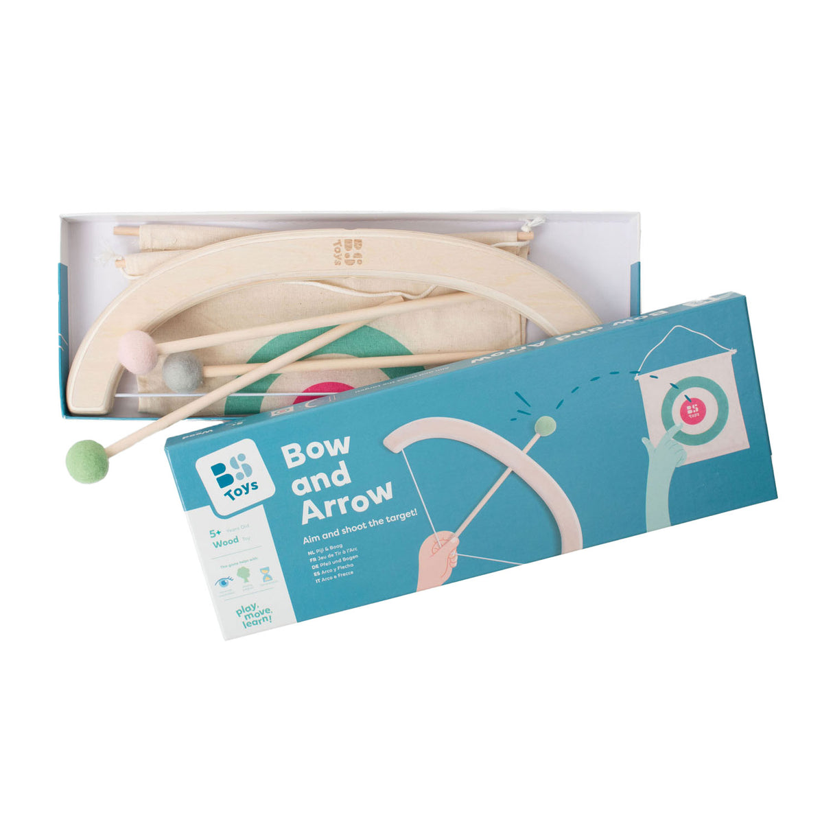 Bs toys bow and arrow set with target, 4pcs.