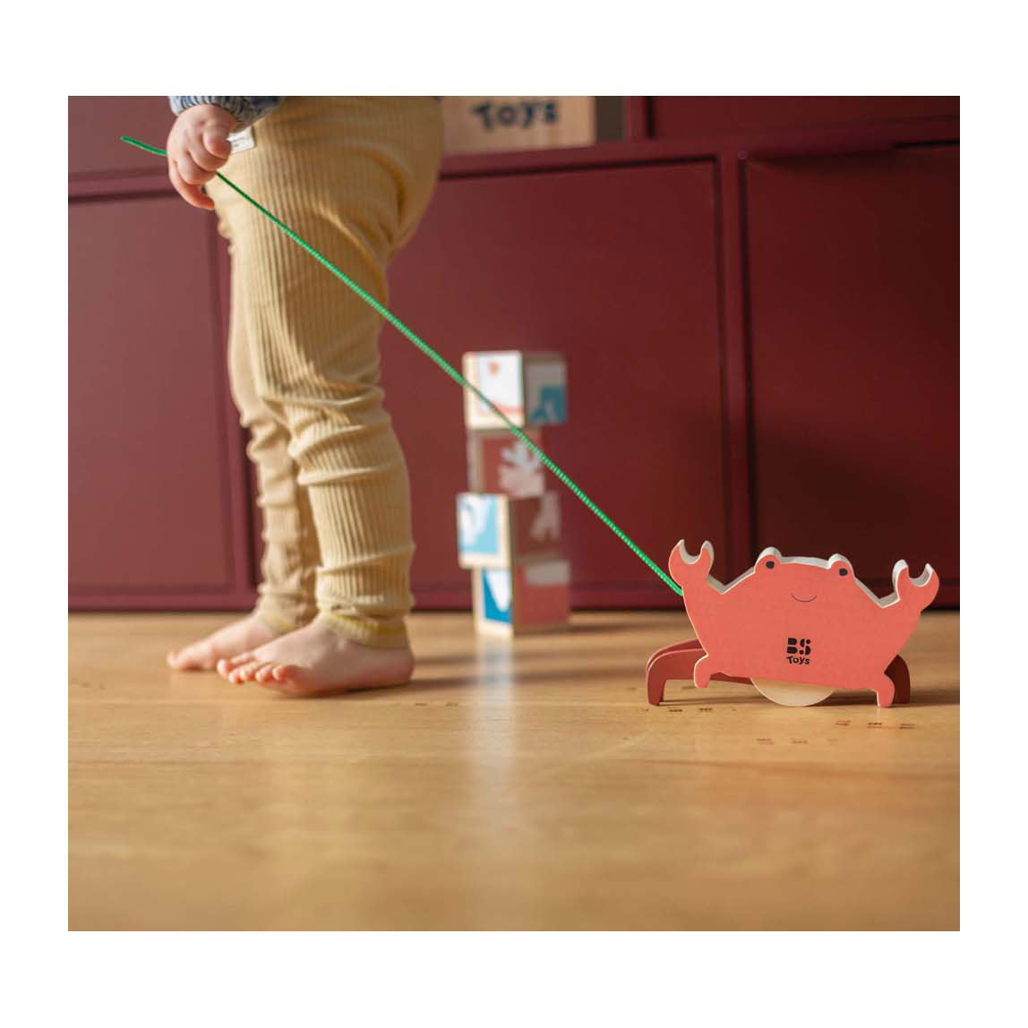 Bs toys wooden crab with pull cord
