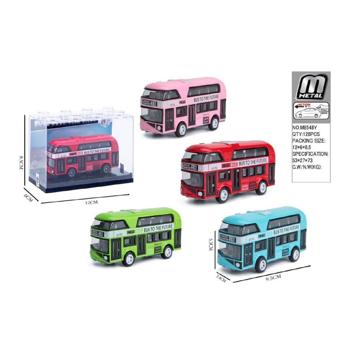 Die cast dubbel dekker 10x4x6cm