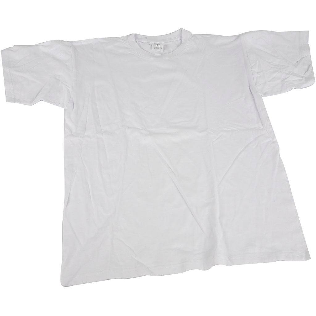 White T-shirt with Round Neck Cotton, Size S
