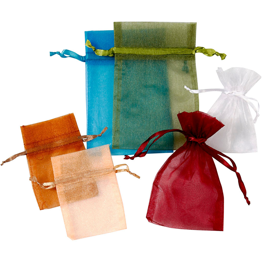 Creativ company organza bags, size 7x10+10x15 cm, various colors, 30 pieces in a box