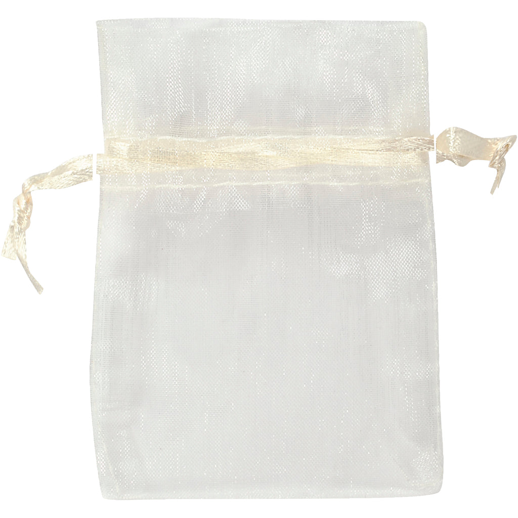 Creativ company organza bags, size 7x10 cm, off-white, 10 pieces in a box
