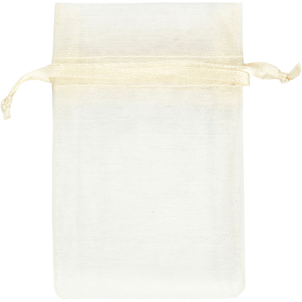 Creativ company organza bags, size 7x10 cm, off-white, 10 pieces in a box
