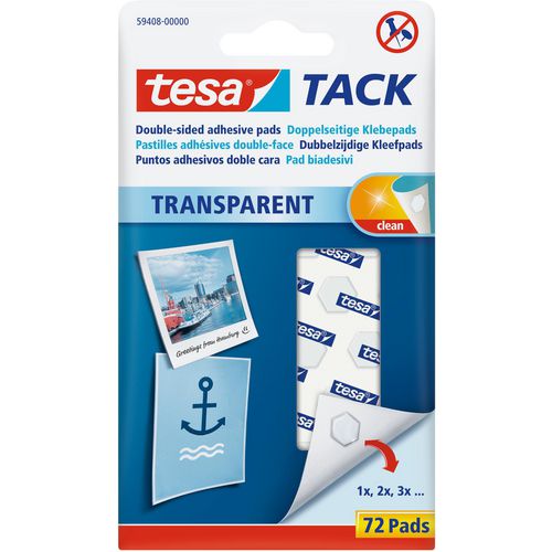 Tesa kleefpads dubbelzijdig transparant pak 72 stuks