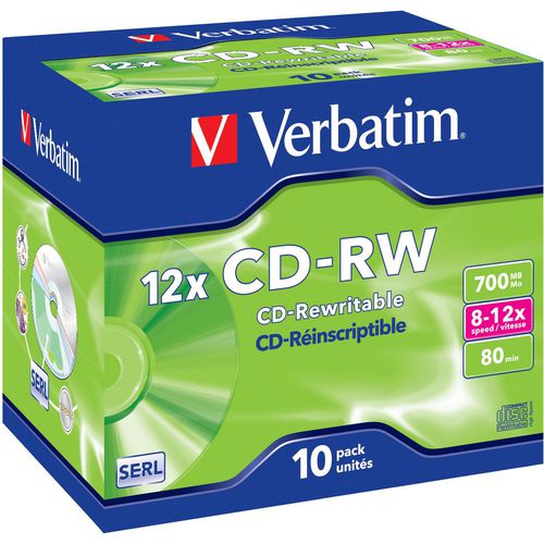 CD-RW 700MB Verbatim 12x 80min. 10 pieces