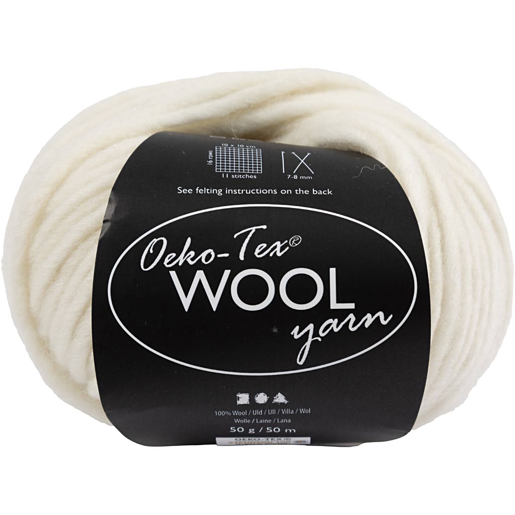 Creativ company wool yarn, l: 50 m, off white, 50 gr 1 ball