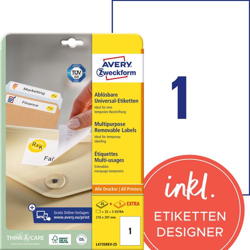 Презалепващи етикети avery zweckform stick lift white