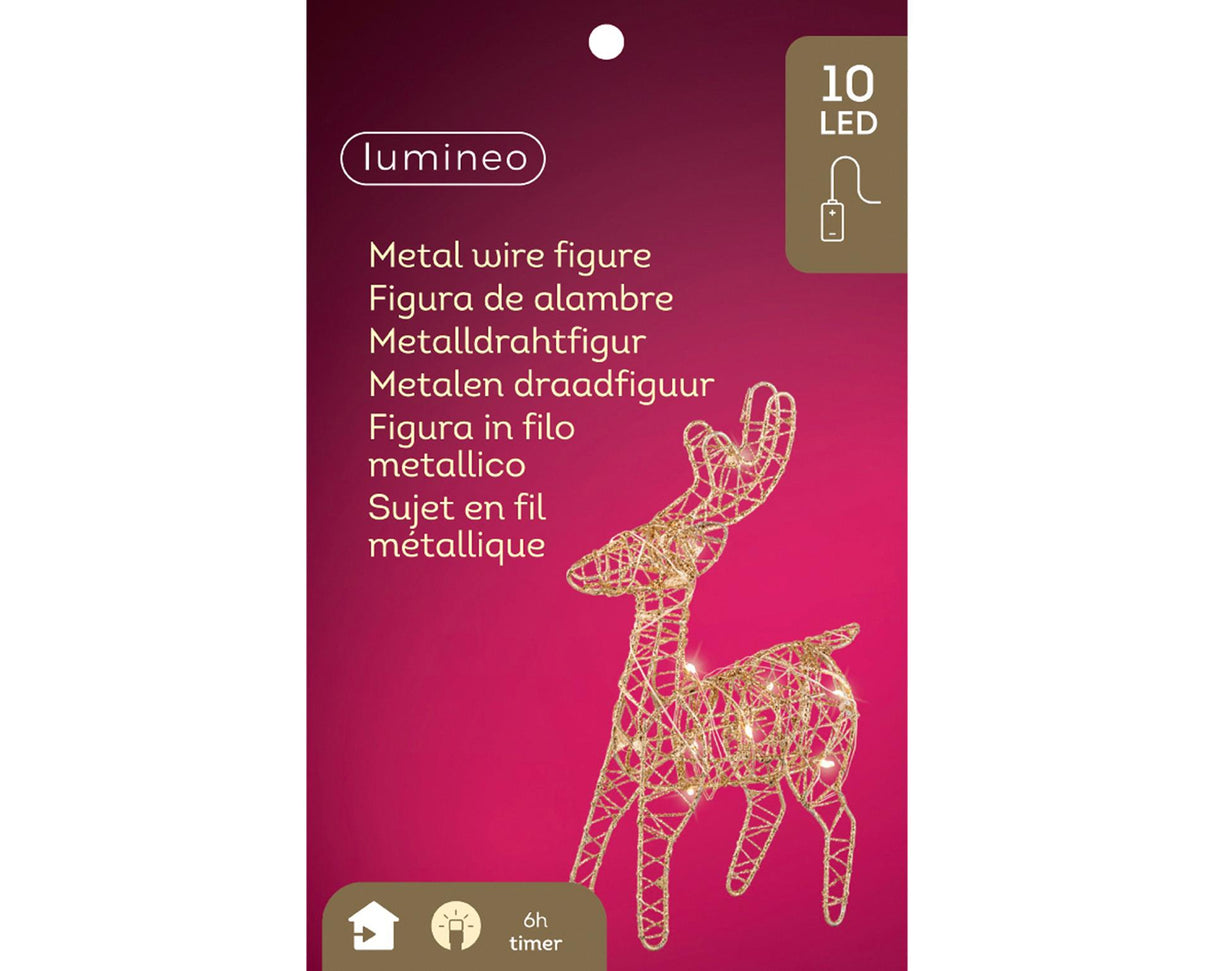 Lumineo reindeer led gold metal h21cm