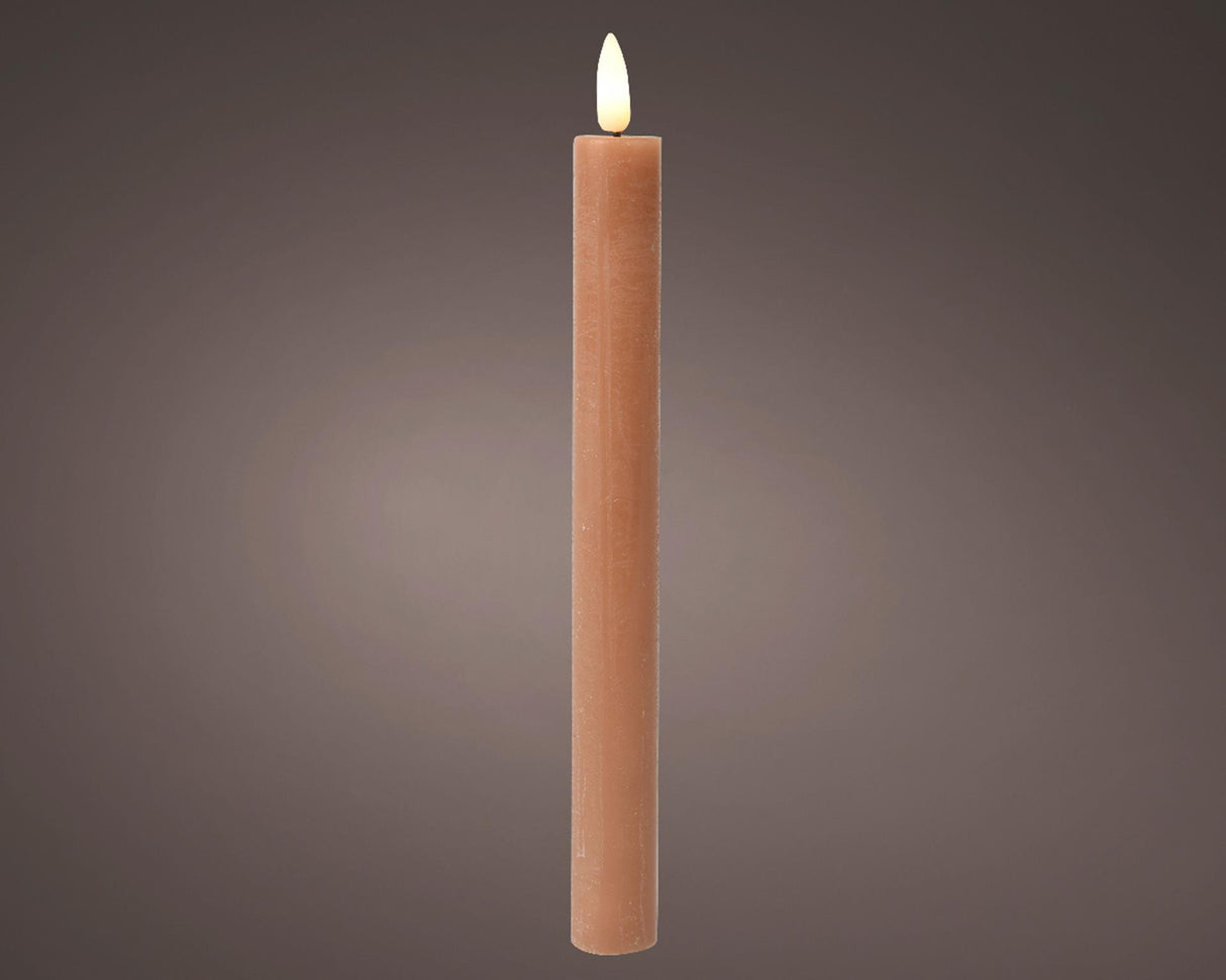 Lumineo dinerkaarsset led vlam 24cm bruin 2-dlg