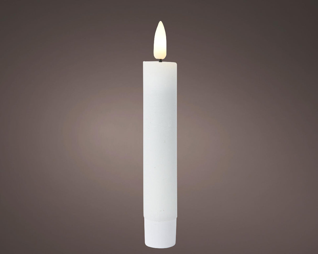 Lumineo dinner candle set LED flame 16cm white 2-piece