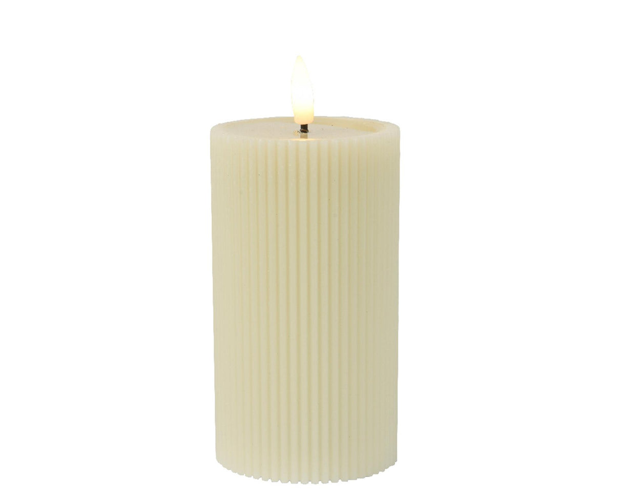 Lumineo kaars led ribbel vlam 15.5cm creme