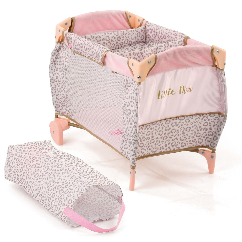 Basic little diva foldable doll bed 41x28x12 cm pink gold