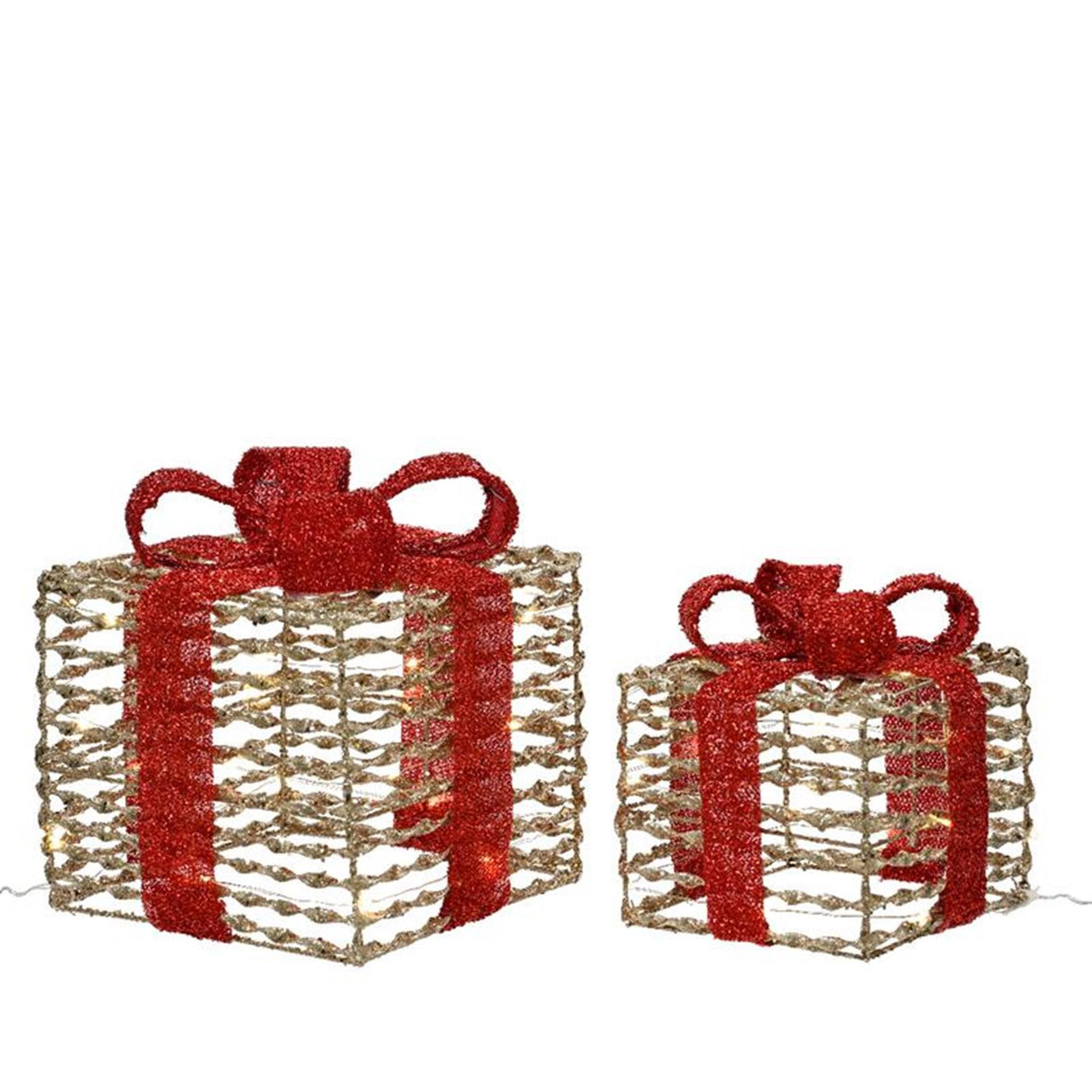 Lumineo cadeauset led met strik 2-delig goud