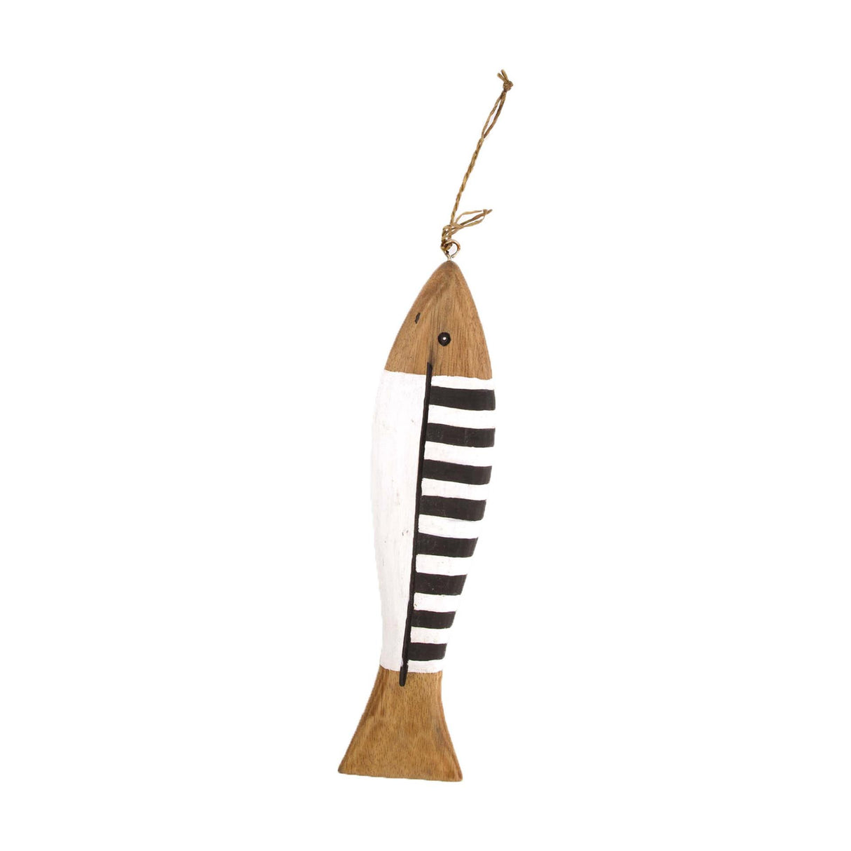 Dijk natural collections hanger vis 40x9x3cm zwart wit hout