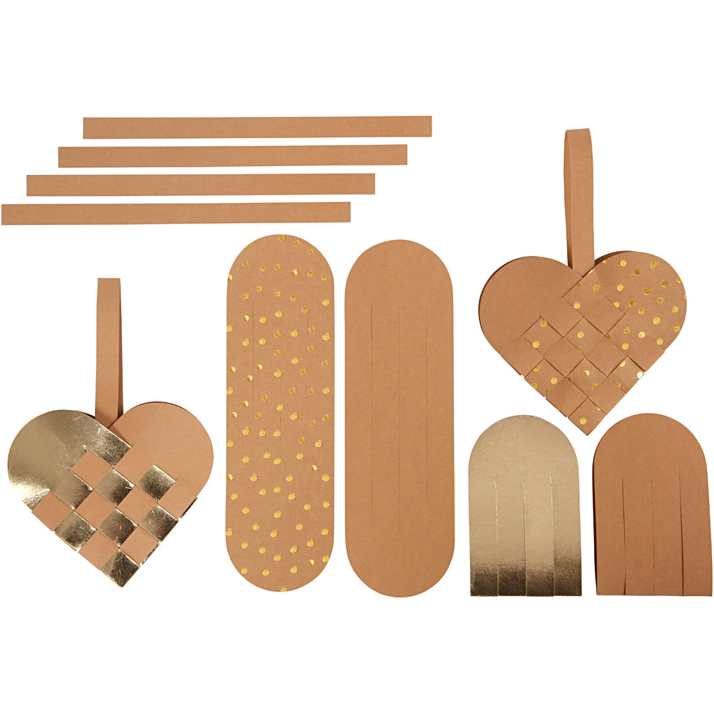 Creativ company faux leather paper hearts, thickness 0.55 mm, gold, 1 set