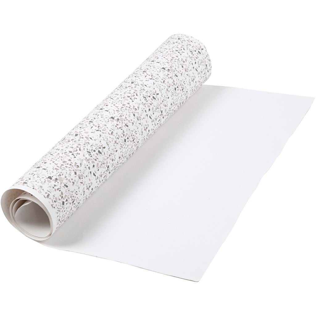 Creativ company faux leather paper, w: 49.5 cm, with foil, printed, 350 gr, white, 1 m 1 roll