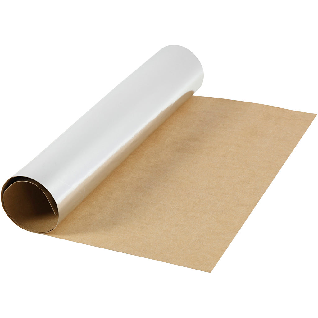 Creativ company faux leather paper, w: 49 cm, unicoloured, with foil, 350 gr, silver, 1 m 1 roll