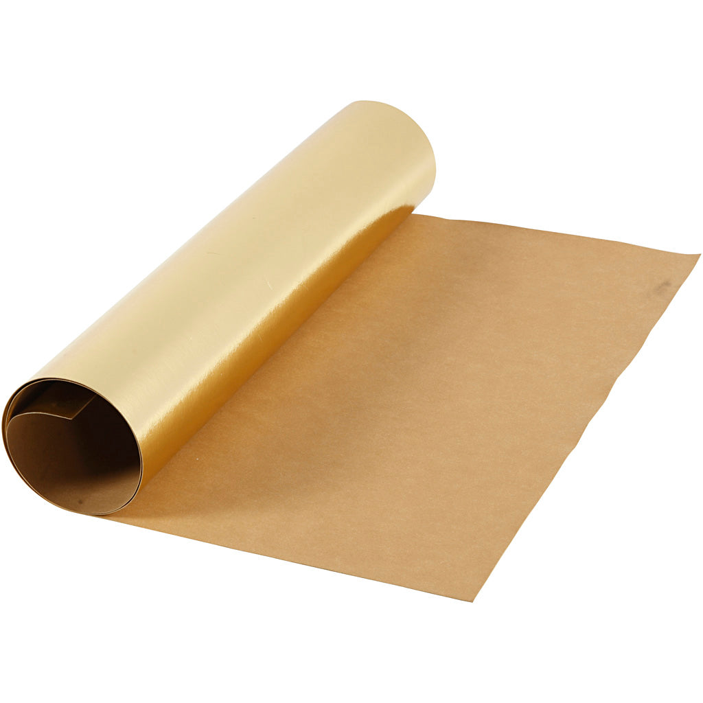 Creativ company faux leather paper, w: 49 cm, unicoloured, with foil, 350 gr, gold, 1 m 1 roll