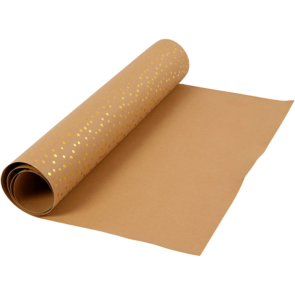 Creativ company faux leather paper, W: 50 cm, unicoloured, with foil, 350 gr, light brown, gold, 1 m 1 roll